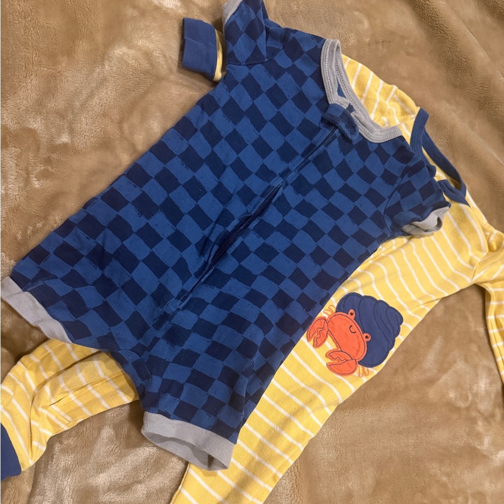 Carters 18M Pj’s (2 pieces) 1 pant sleeper and checker short romper